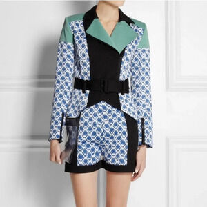 Peter Pilotto for Target Colorblock Moto Jacket Blazer Size Small